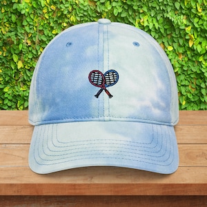 Tennis Tie-Dye Hat, Tennis Rackets Embroidery Retro Baseball Cap, Tennis Player Gift, Gift For Tennis Lover Vintage Dad Cap, Minimalist Hat