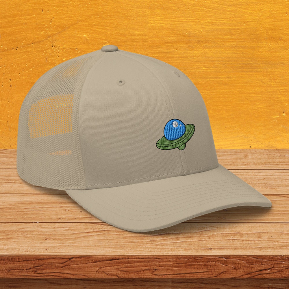 UFO Trucker Cap, Embroidered Alien Ship Hat, Sci Fi, Retro Style ...