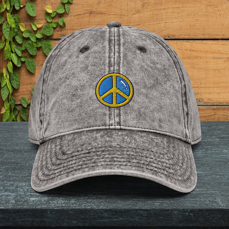 Peace Sign Vintage Cotton Twill Cap, Embroidered Hat, Love, Retro ...