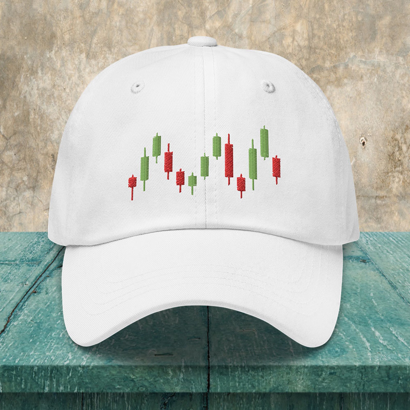Trader Hat, Candlestick Pattern Embroidered Baseball Cap, Crypto Trader
