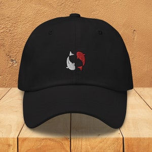 Embroidered Koi Fish Dad Hat: Japanese Yin Yang Cap