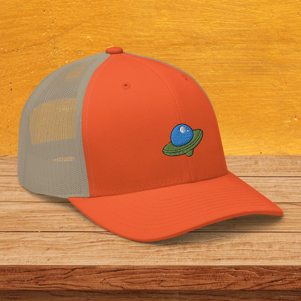 UFO Trucker Cap, Embroidered Alien Ship Hat, Sci Fi, Retro Style ...
