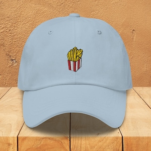 Fries Dad Hat, French-Fried Potatoes Embroidery Baseball Cap, Foodie Hat, Minimalist, Fast Food Lover Gift, Funny Hats, Kawaii Street Food