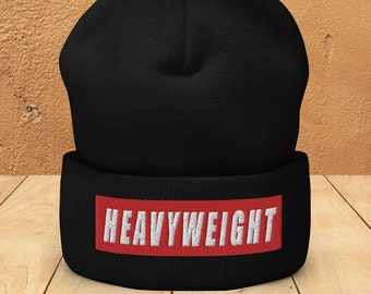 Heavyweight Cuffed Beanie, Embroidered Heavyweight Workout Hat, Gym Trainer Gift, Fighter Hat, Martial Arts, Boxing, Wrestling, Judo, BJJ