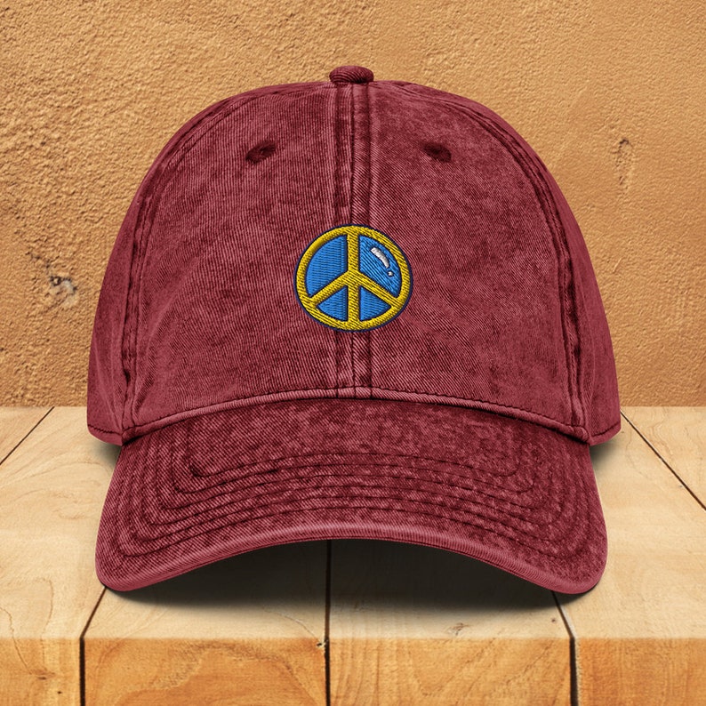 Peace Sign Vintage Cotton Twill Cap, Embroidered Hat, Love, Retro ...
