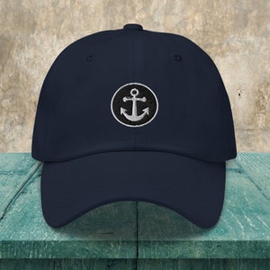 Anchor Dad Hat, Embroidered Cap, Sailor Hat Gift, Ship Captain Hat, Sailing, Nautical Cap, Minimalist, Yachting, Navy, For Men, For Women