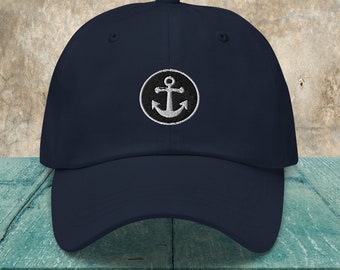 Anchor Dad Hat, Embroidered Cap, Sailor Hat Gift, Ship Captain Hat, Sailing, Nautical Cap, Minimalist, Yachting, Navy, For Men, For Women