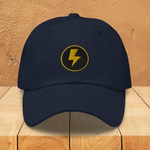 Lightning Bolt Dad Hat, Embroidered Lightning Baseball Cap, Electrician Gift, Geek Hat , Thunderstorm, For Men, For Women, Minimalist Hat