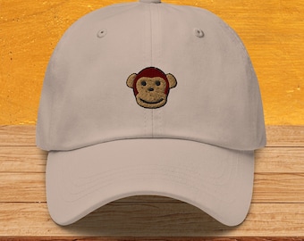 Embroidered Monkey Dad Hat: Funny Ape Baseball Cap