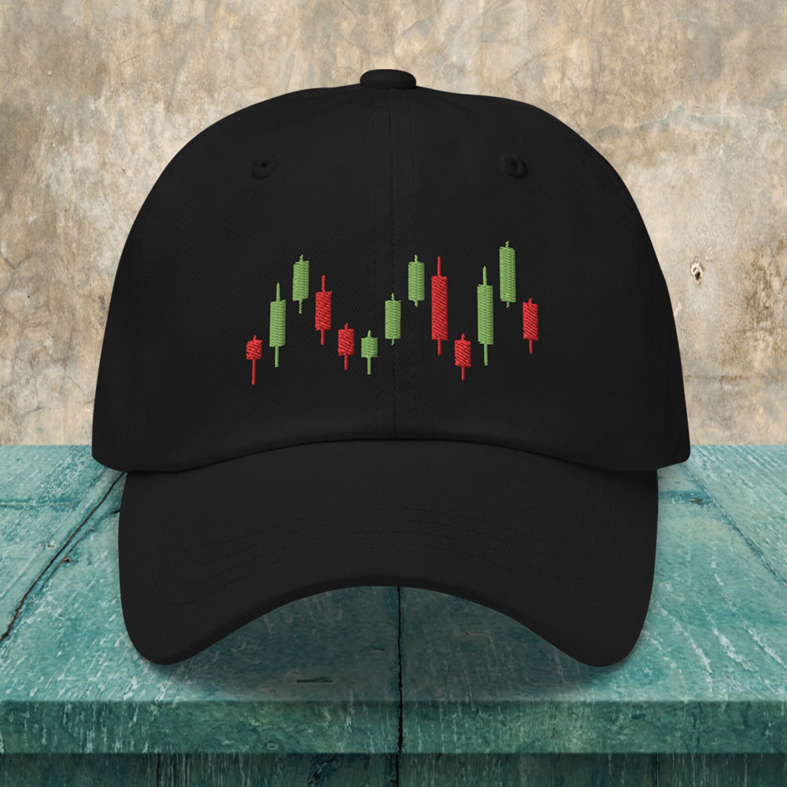 Trader Hat, Candlestick Pattern Embroidered Baseball Cap, Crypto Trader