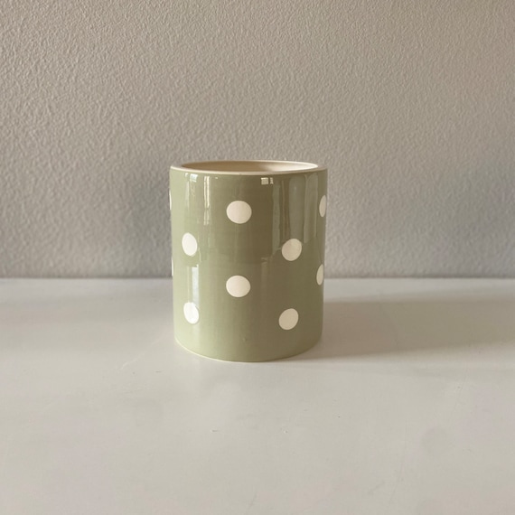 Terramoto (Original) Sage Base, White Polka-Dotted Utensil Jar