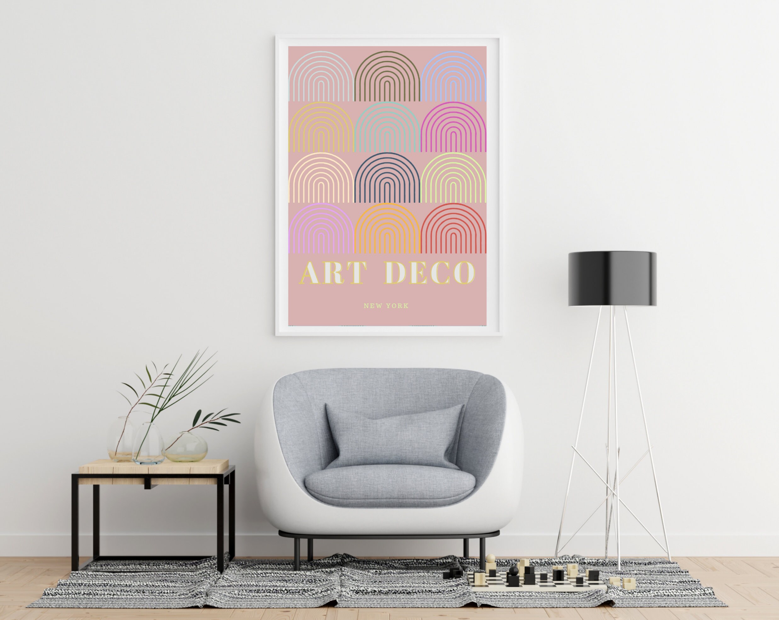 Art print Art Deco Design Bright wall art Set of art Etsy