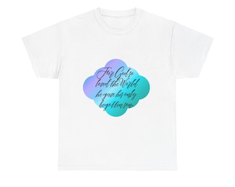 Camiseta con nube de acuarela de Juan 3:16 / Camiseta con escrituras cristianas