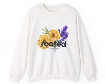 Sudadera con diseño floral enraizado / arte botánico de pensamientos y lavanda