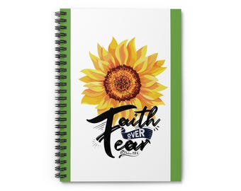 Cuaderno espiral/diario rayado "Felicidad sobre el miedo" de Girasol