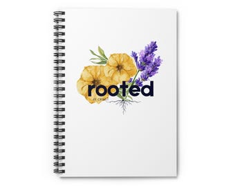 Cuaderno de notas con diseño de ramo de flores enraizado / Diario de rayas en espiral