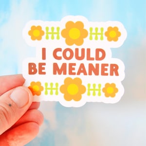 I Could Be Meaner Funny Snarky Sarcastic Retro Groovy Inspired Vinyl Laptop Stanley Cup Sticker