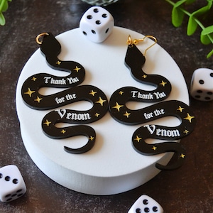 Acrylic Thank You For The Venom My Chemical Romance MCR Emo Elder Emo 2000s Scene Kid Statement Snake Earrings