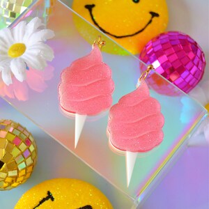 Acrylic Cotton Candy Fair Carnival Sparkle Statement Earrings