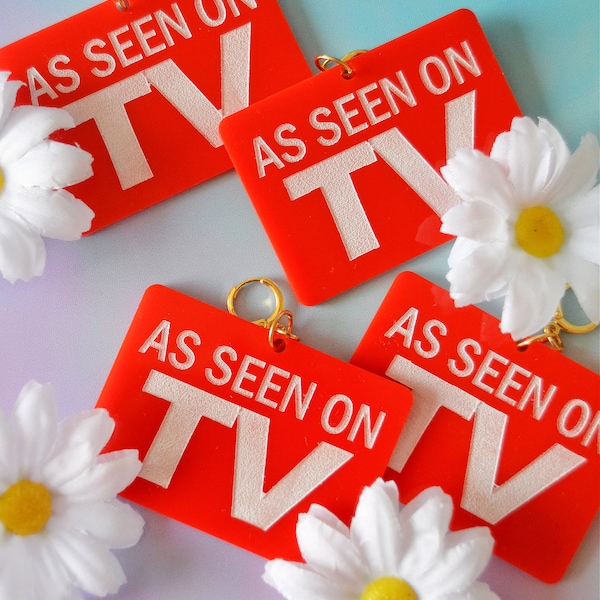Acrylic As Seen On TV Retro Infomercial Commercial Statement Parody Earrings