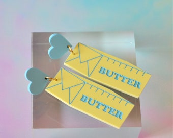 Acrylic Butter Baking Baker Chef Kitschy Cute Statement Earrings