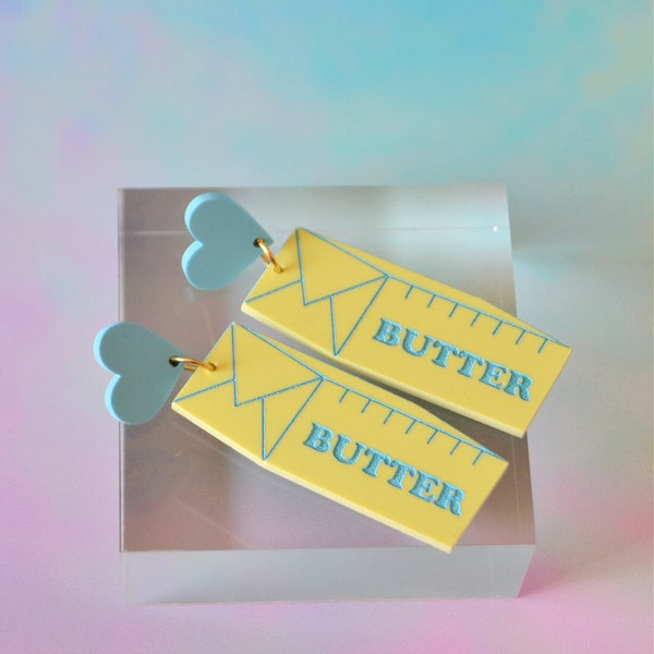 Acrylic Butter Baking Baker Chef Kitschy Cute Statement Earrings