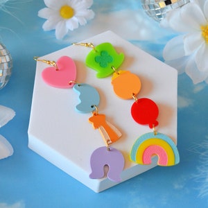 Acrylic Magically Delish Lucky Charm Marshmallow Cereal 90s Nostalgia Sweet Treat Statement Dangle Earrings