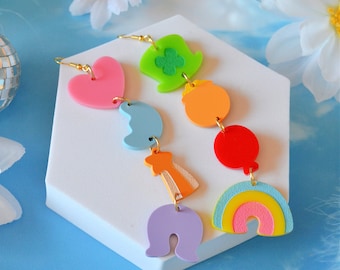 Acrylic Magically Delish Lucky Charm Marshmallow Cereal 90s Nostalgia Sweet Treat Statement Dangle Earrings