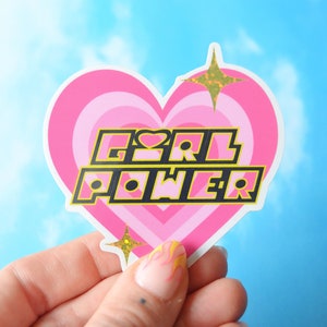 Vinyl Girl Power Girls Rule 90s Nostalgic Cartoon Y2K Trendy Aesthetic Laptop Decal Sticker