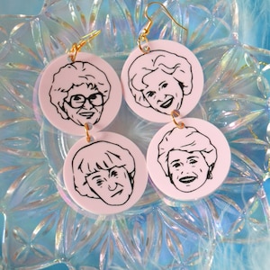 Acrylic Golden Girls 80s Blanche Sophia Rose Dorothy TV Statement Earrings
