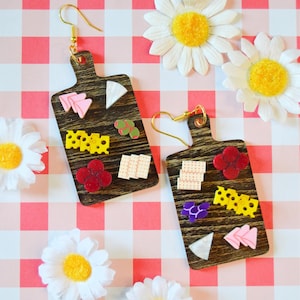 Acrylic Charcuterie Board Cheese and Meat Wine Night Appetizer Summer Statement Earrings