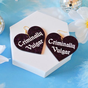 Acrylic Criminally Vulgar The Smiths Morrissey How Soon Is Now Lyric Rock Emo Music Statement Heart Earrings
