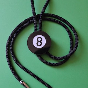 Acrylic 8 Ball Billiards Pool Magic 8 Ball Lucky Unlucky Traditional Statement Necklace Bolo Tie