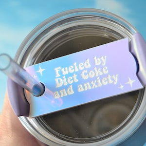 Gobelet en acrylique pour bouteille d&#39;eau irisé alimenté par le coke light et l&#39;anxiété