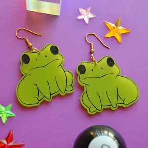 Acryl Frosch Kröte Witchy gruselige Amphibien Frosch Boi Statement Ohrringe