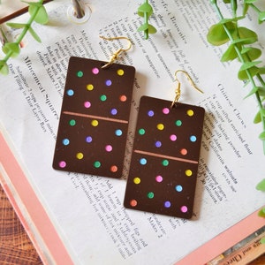 Acrylic Cosmic Intergalactic Brownies Snack Food Nostalgic 90s Childhood Lunchbox Treats Statement Earrings