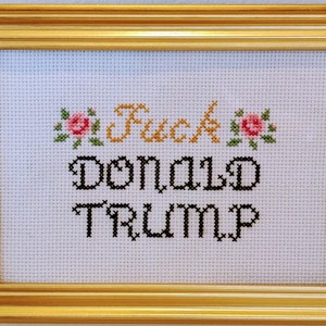 Pieprzyć Donalda Trumpa haft krzyżykowy
