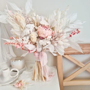 Dried Flower Bridal Bouquet: Boho Wedding Decor, Rustic Charm