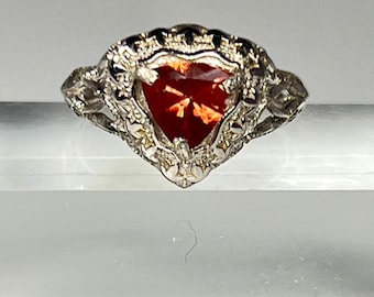 Sterling Silver Trillion Cut 1.00 Andesine Labradorite* Ring: Art Deco Style Gemstone