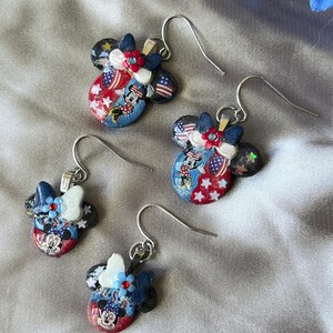Minnie Mouse 4th of July silver choice of medium or small Disney holiday fashion Independence Day earrings. bild 10