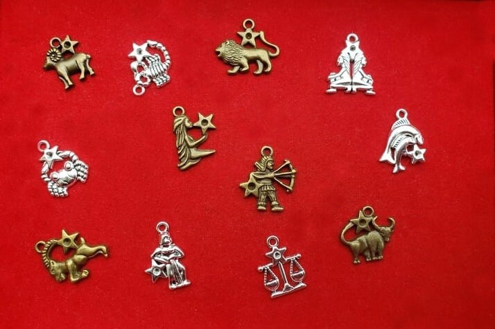 12 Pcs Breloques Signes Astrologiques