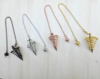 Pêndulo de radiestesia metálico – modelo de cone espiral