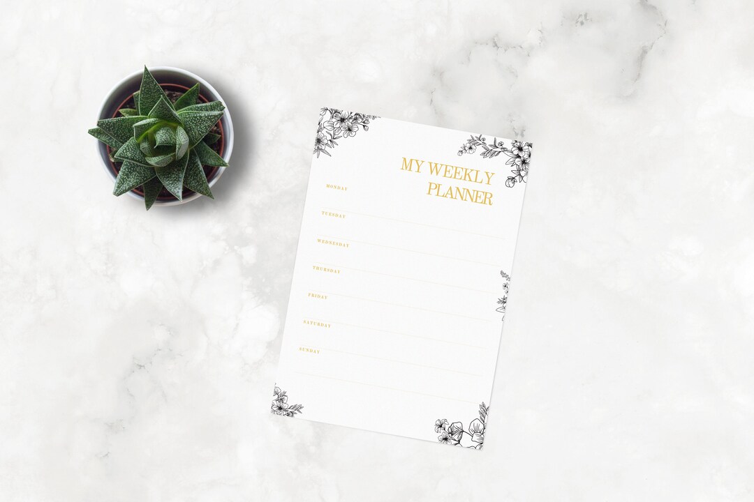 Floral Theme - Printable Weekly Planner- PDF - Instant Download - A4 ...