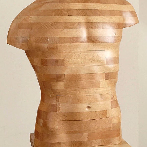 Sculpture, Male Torso, Drawers, solid wood, Beech, jeweler furniture