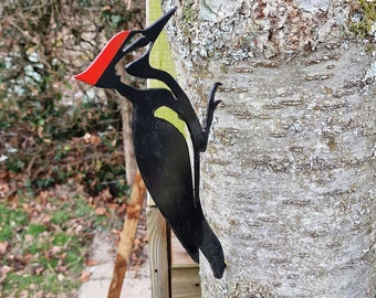 Pileated Woodpecker Metal Bird Steel Garden Yard Art Decoration - Free Shipping