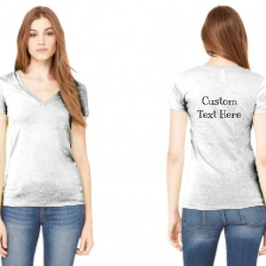 T-shirt femme personnalisé col V en jersey, chemise personnalisée, t-shirt personnalisé, impression de chemise personnalisée ou téléchargez un design
