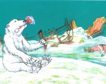 polar bear Christmas cards, Christmas card set, funny Christmas cards, dark holiday cards, eco friendly, irreverent Christmas card