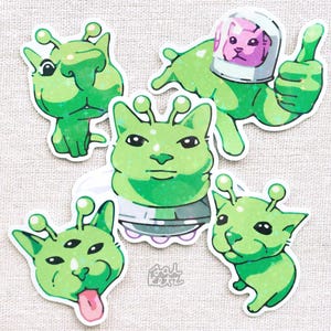 ホログラフィックビニールステッカー | エイリアンキャッツ | 光沢＆防水