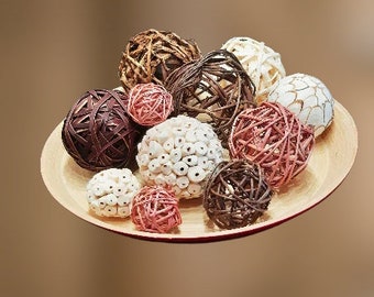 12 pcs Decorative Balls For Bowls, Vase filler, Farmhouse décor, Rustic table centerpiece