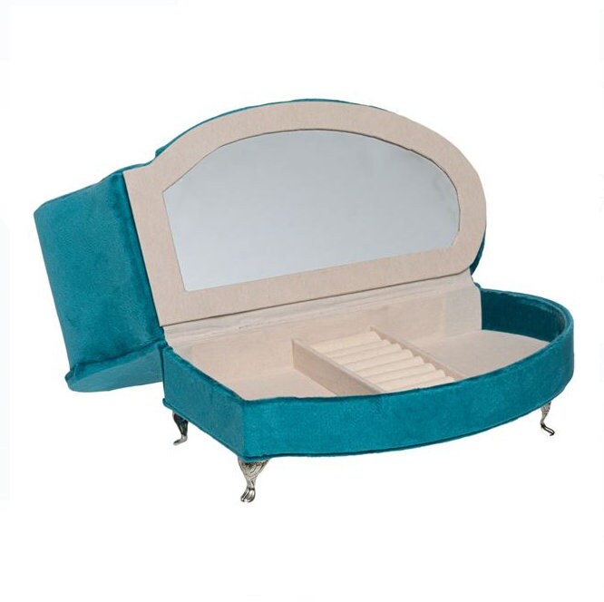 Petrol Green Velvet Sofa Jewelry Organizer, Jewelry Box, Womens Gift